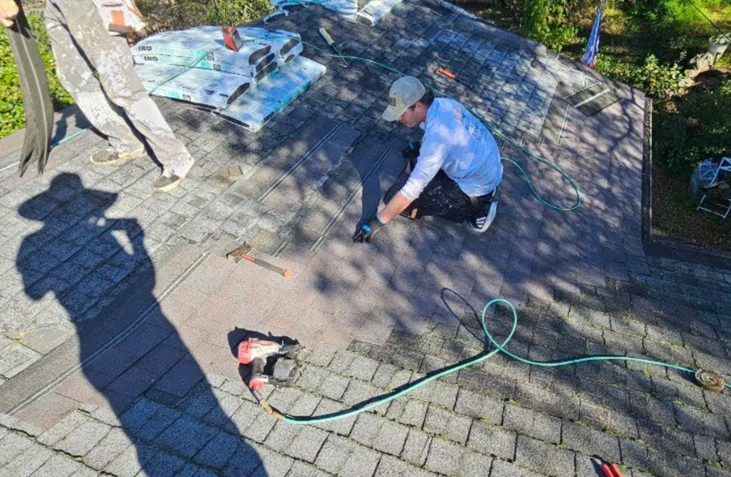 Composition shingle roof overlay work in Cameron Park, CA