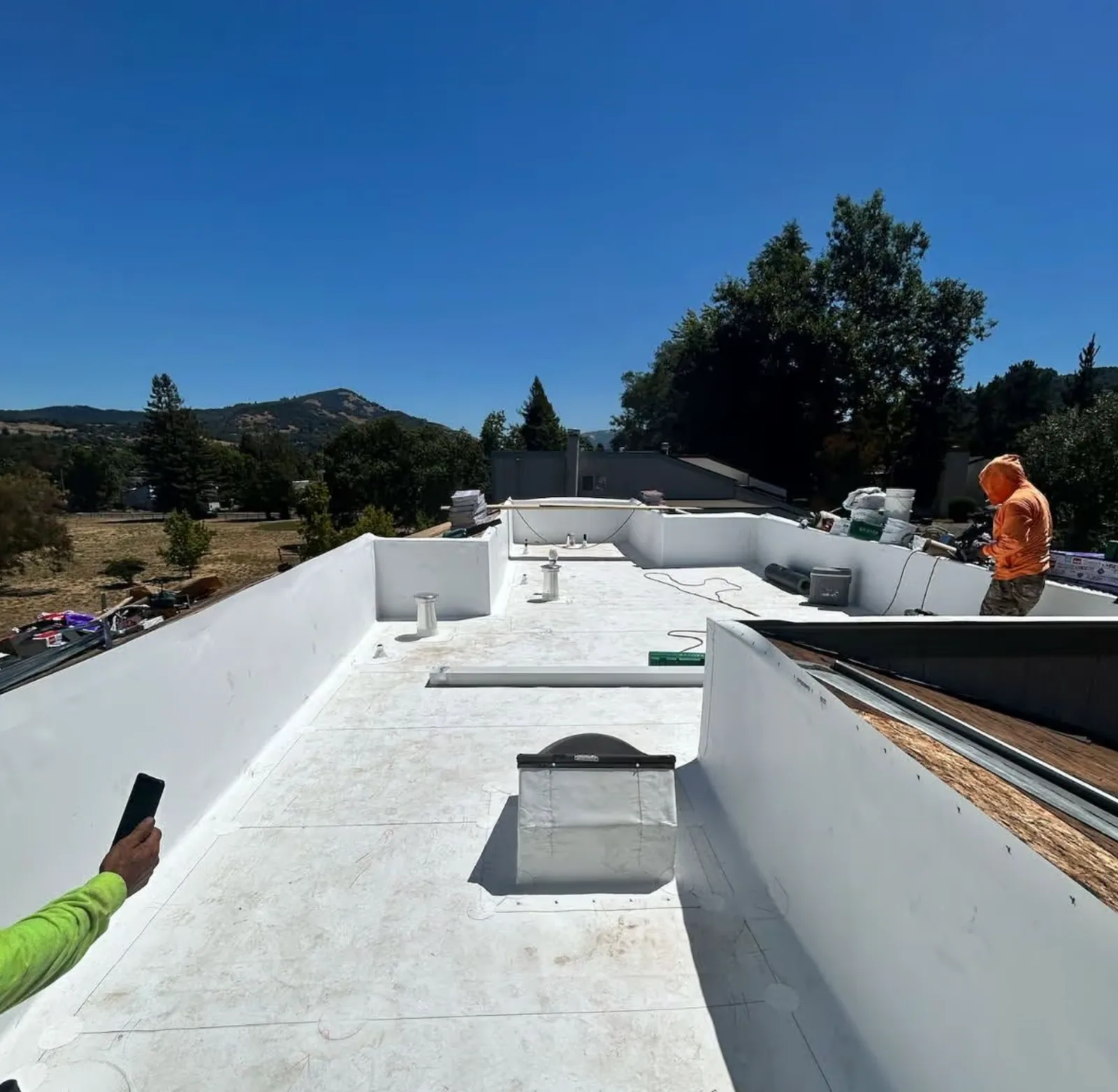 Completed TPO roof installation by Higher Level Roofing in Vacaville