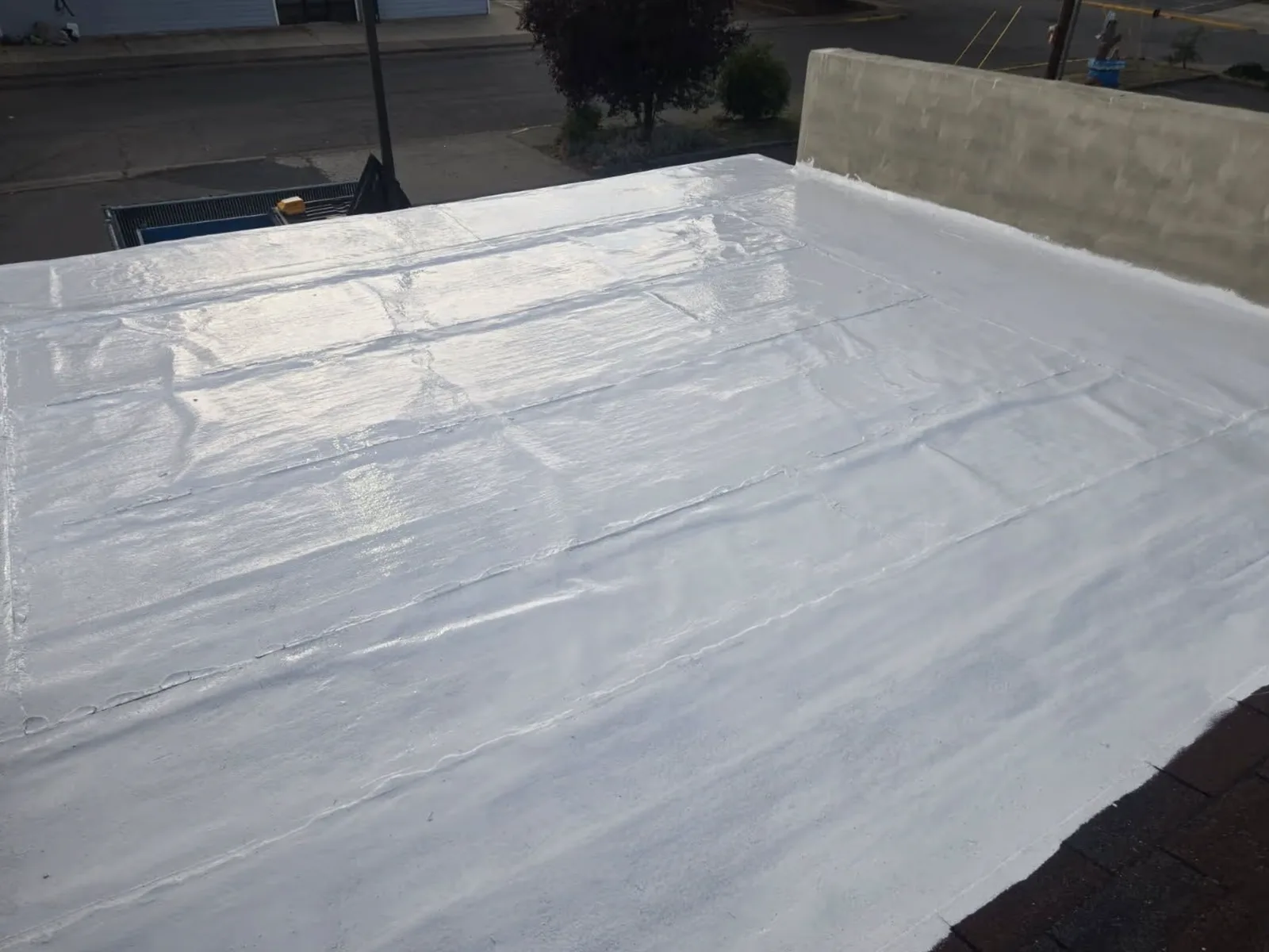 Silicone commercial roof coating project in El Dorado County